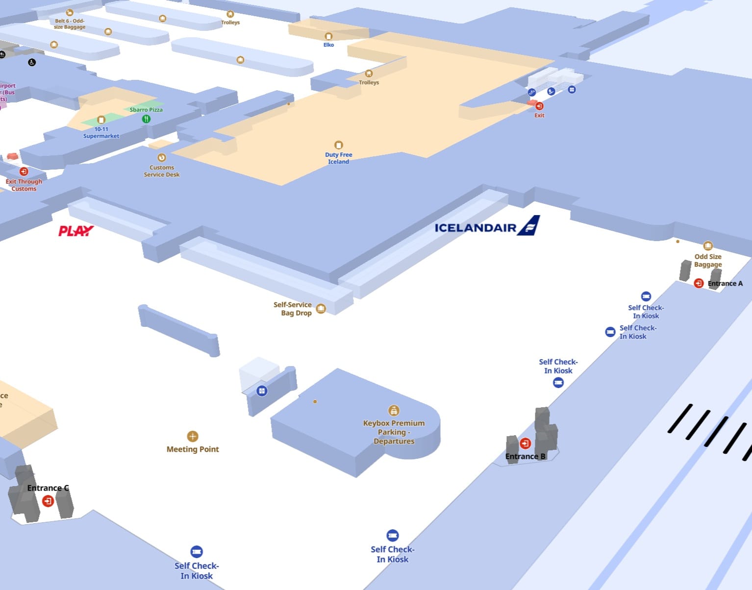 Kef Terminal Map Services available at Keflavik airport